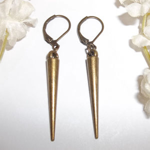 Bronze Spike Earrings Unisex Lever Set Dangle 3759